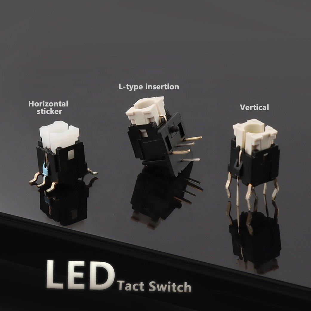 Illuminated Tact Switch 6*7.2/6*9/7*7/8*8 Mm Green Red Yellow Blue White Reset Button Vertical Through Hole PCB Led Tact switch