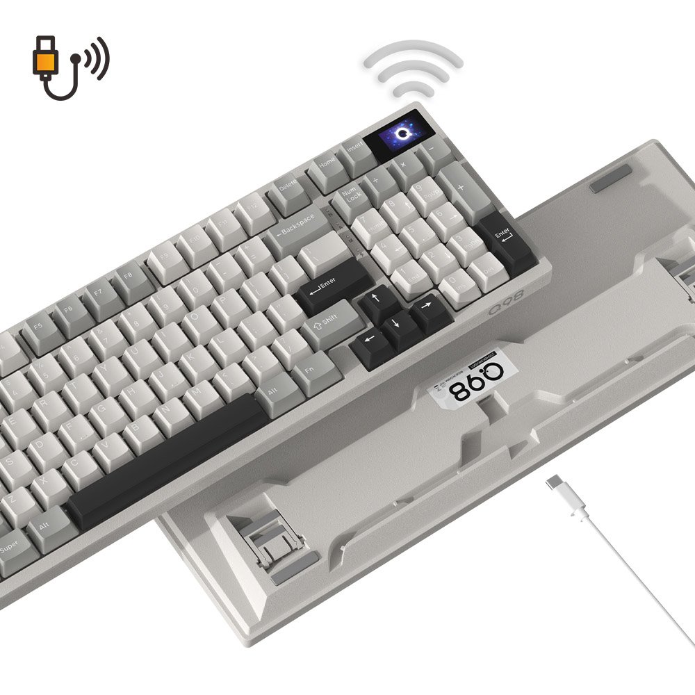 SAMA Mechanical Keyboard Tri-mode Wireless RGB Backlight Hot-Swappable computer Wired Gaming Keyboards with OLED Smart Display