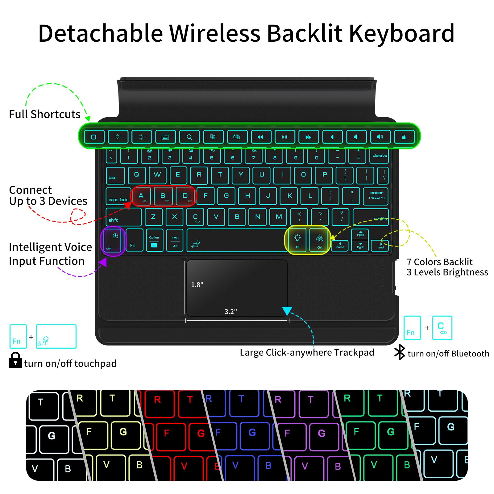 Wireless Keyboard Tablet Cover For Ipad Pro/Air Case Keyboard