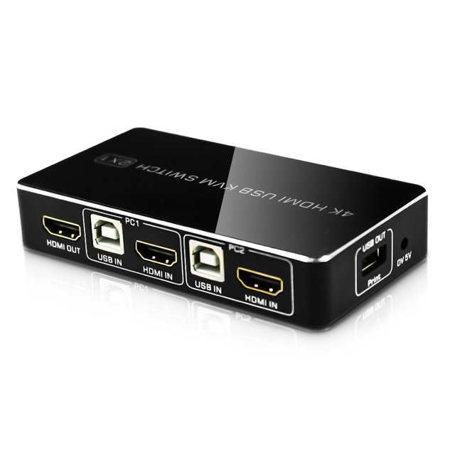 4K KVM Switch HDMI 2.0 2 Ports USB Keyboard Video Mouse Auto Switch for TV/PC Projector monitor Game Consoles