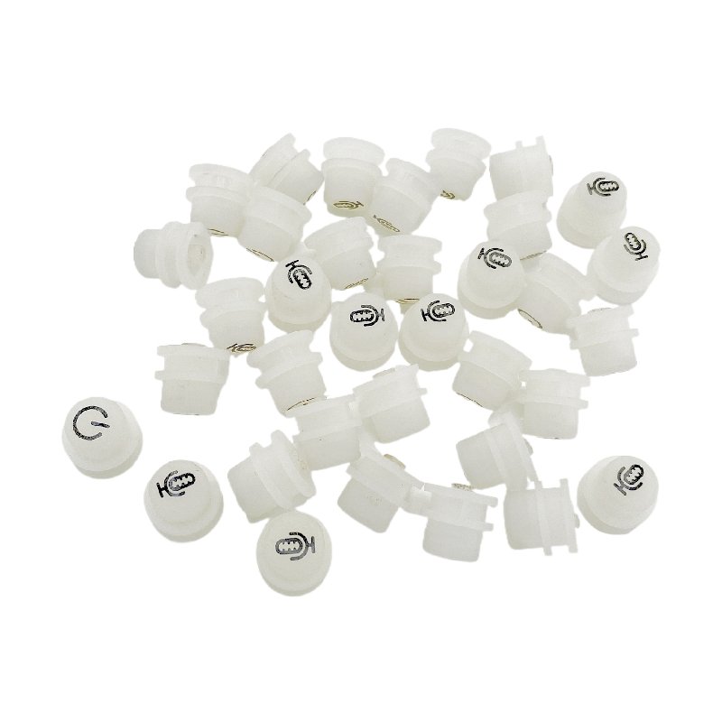 Bright transparent silicone button cap digital conductive silicone button round radium carving luminous power switch button