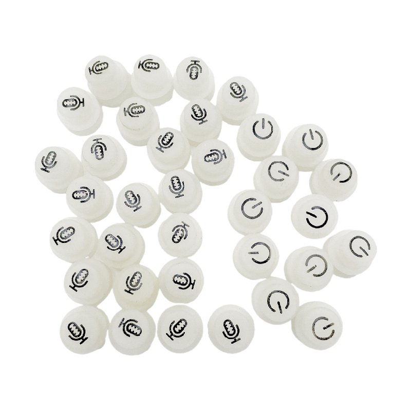 Bright transparent silicone button cap digital conductive silicone button round radium carving luminous power switch button