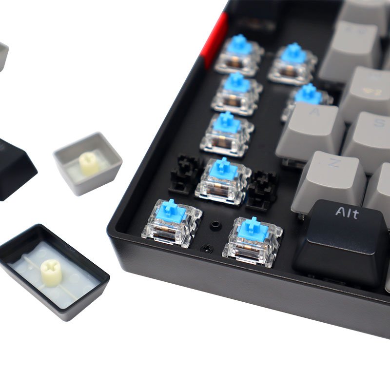Upgraded Wireless LED Gaming Keyboard, BT/Type-C Dual-Mode Mechanical Keyboard Hot-Swap blue Switch