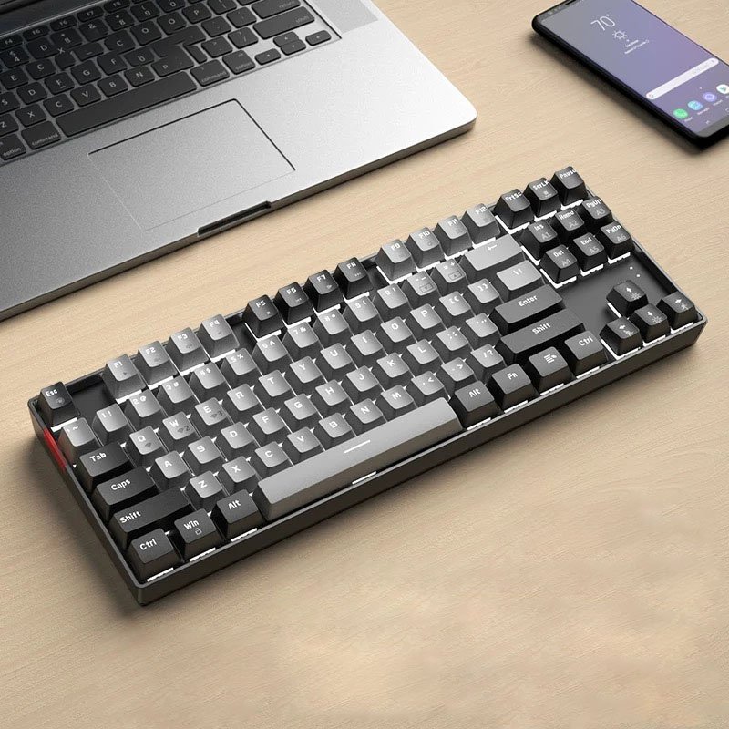 Upgraded Wireless LED Gaming Keyboard, BT/Type-C Dual-Mode Mechanical Keyboard Hot-Swap blue Switch