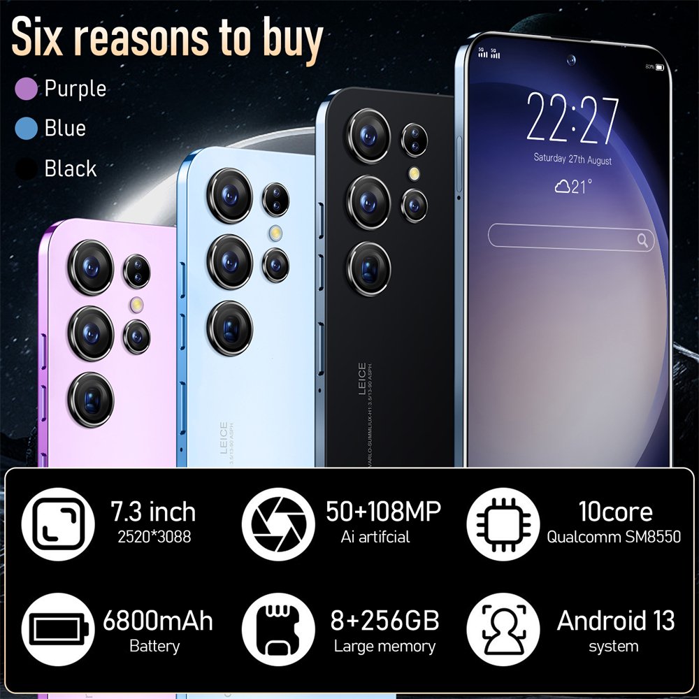 Hot Selling 5g Smarephone S23 Ultra Original 7.2 Inch 16gb+1tb 48+108mp Face Recognition Smartphone Cell Mobile Phone
