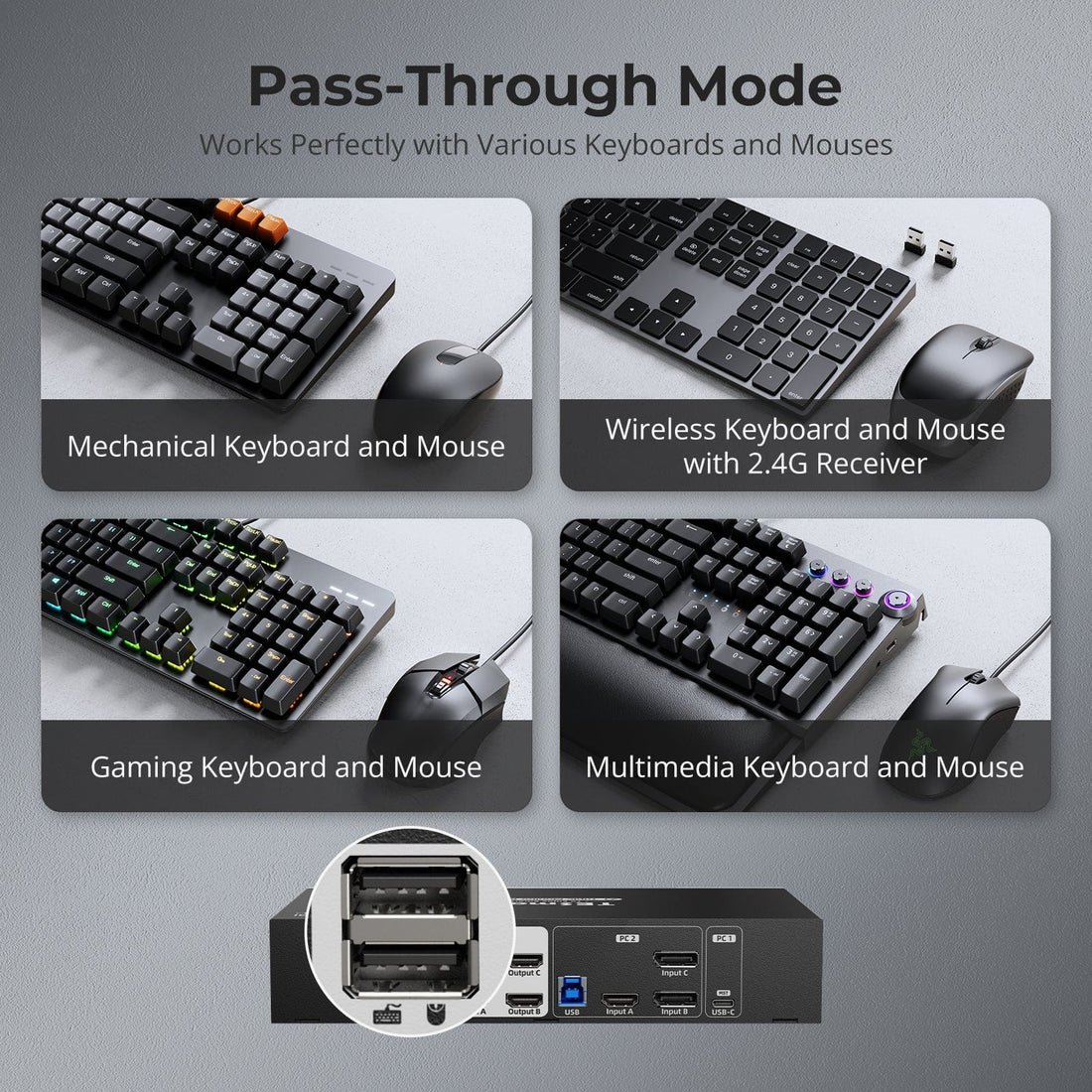 TESmart Triple Monitor 4K60Hz Hybrid KVM Gaming Dock for 1 Desktop PC & 1 Laptop w/ EDID MST HDMI DP USBC KVM Switches