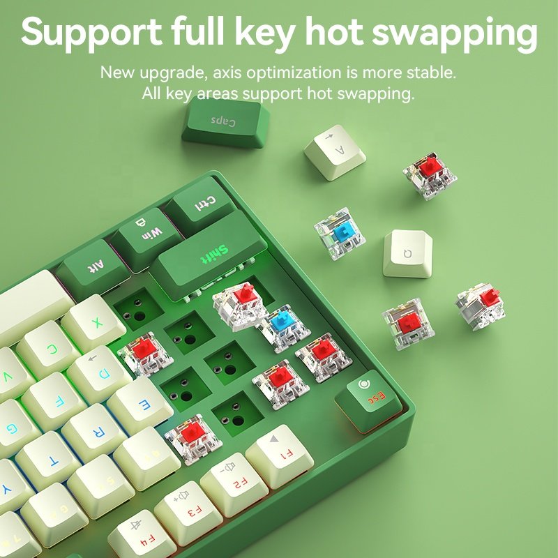 Popular Design Wholesale G87U ABS keycaps hot swappable colorful wired gaming ergonomic mechanical keyboard For Computer