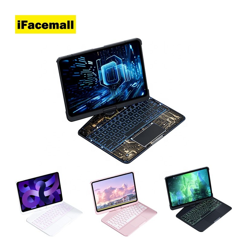 iFacemall 360 Rotate Keyboard Case For iPad Pro Air 13 inch Tablet Cover With Pen Slot Wireless Keyboard Case 12.9 11 10.9