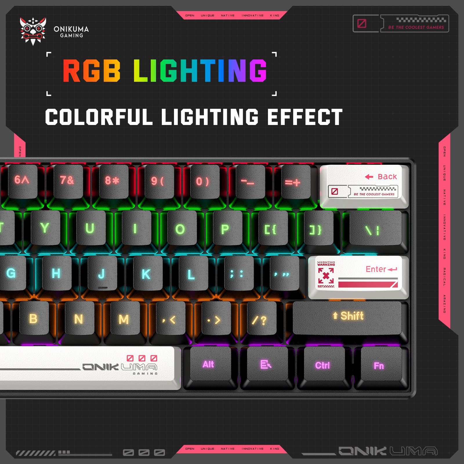ONIKUMA G55 Wired 61 Keys RGB LED Lighting Gaming Mechanical Keyboard Fashion Custom Collocation Keyboards