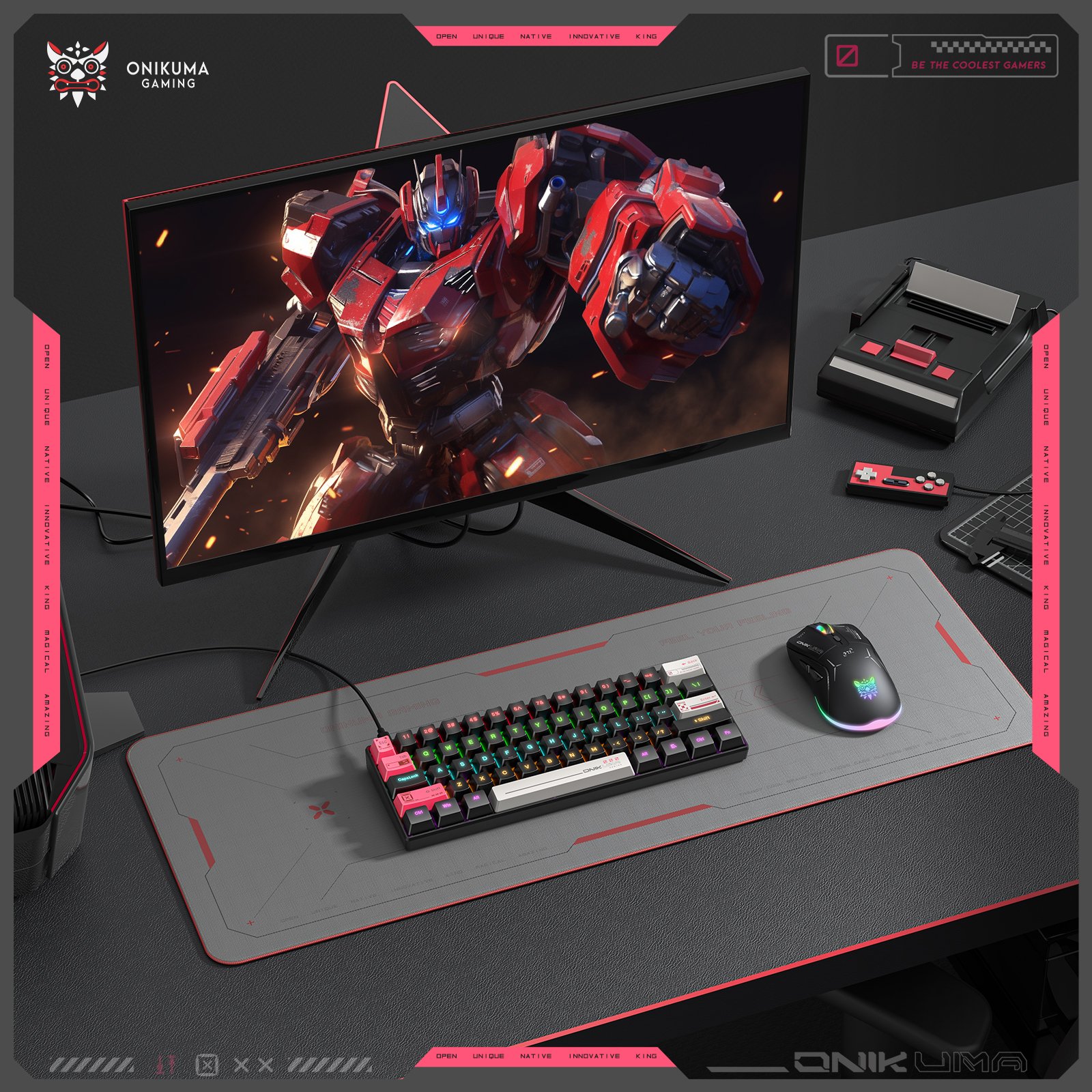 ONIKUMA G55 Wired 61 Keys RGB LED Lighting Gaming Mechanical Keyboard Fashion Custom Collocation Keyboards