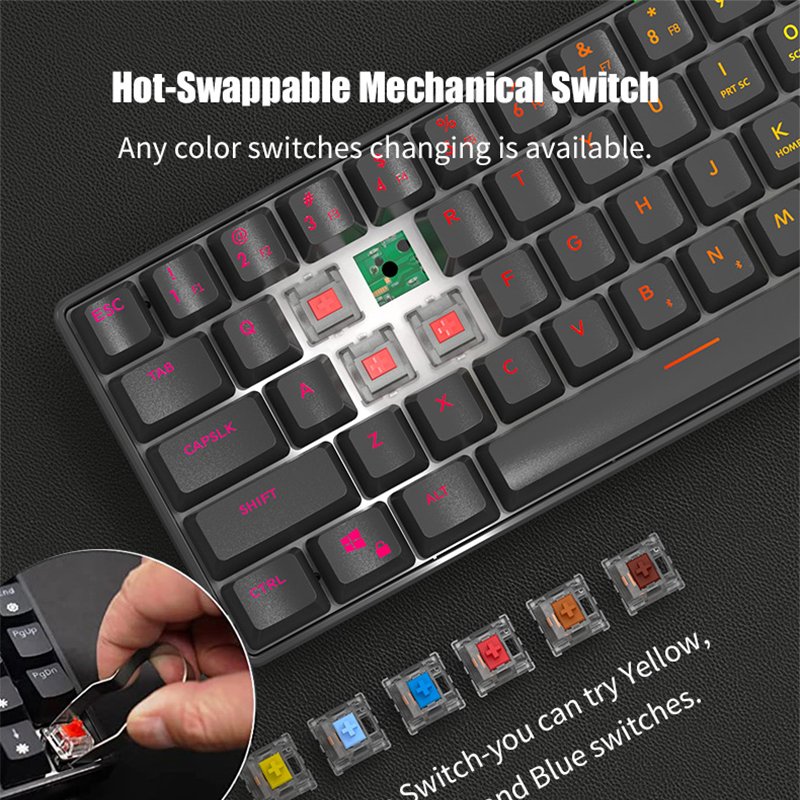 Hot Swap Gateron Switch RGB Game Mechanical Mini Gamer Clavier 60% Usb WIred Keyboards Custom Logo PBT keyboard