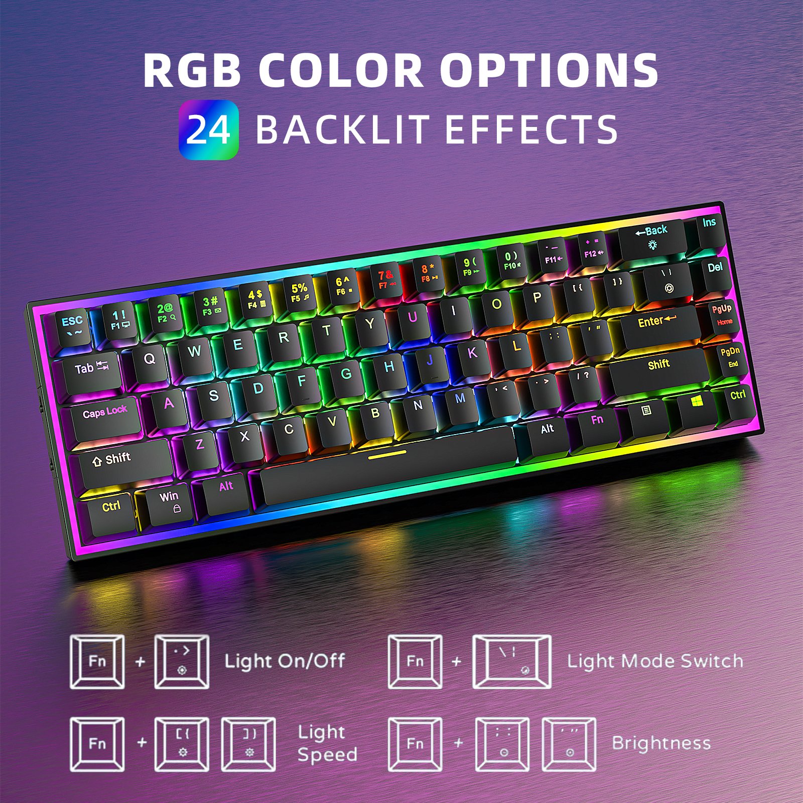 Custom AZERTY 68 Keys Hot Swappable Gaming Keyboard Durable Detachable Type-C Gamer Games Red Switch Mechanical Keyboard
