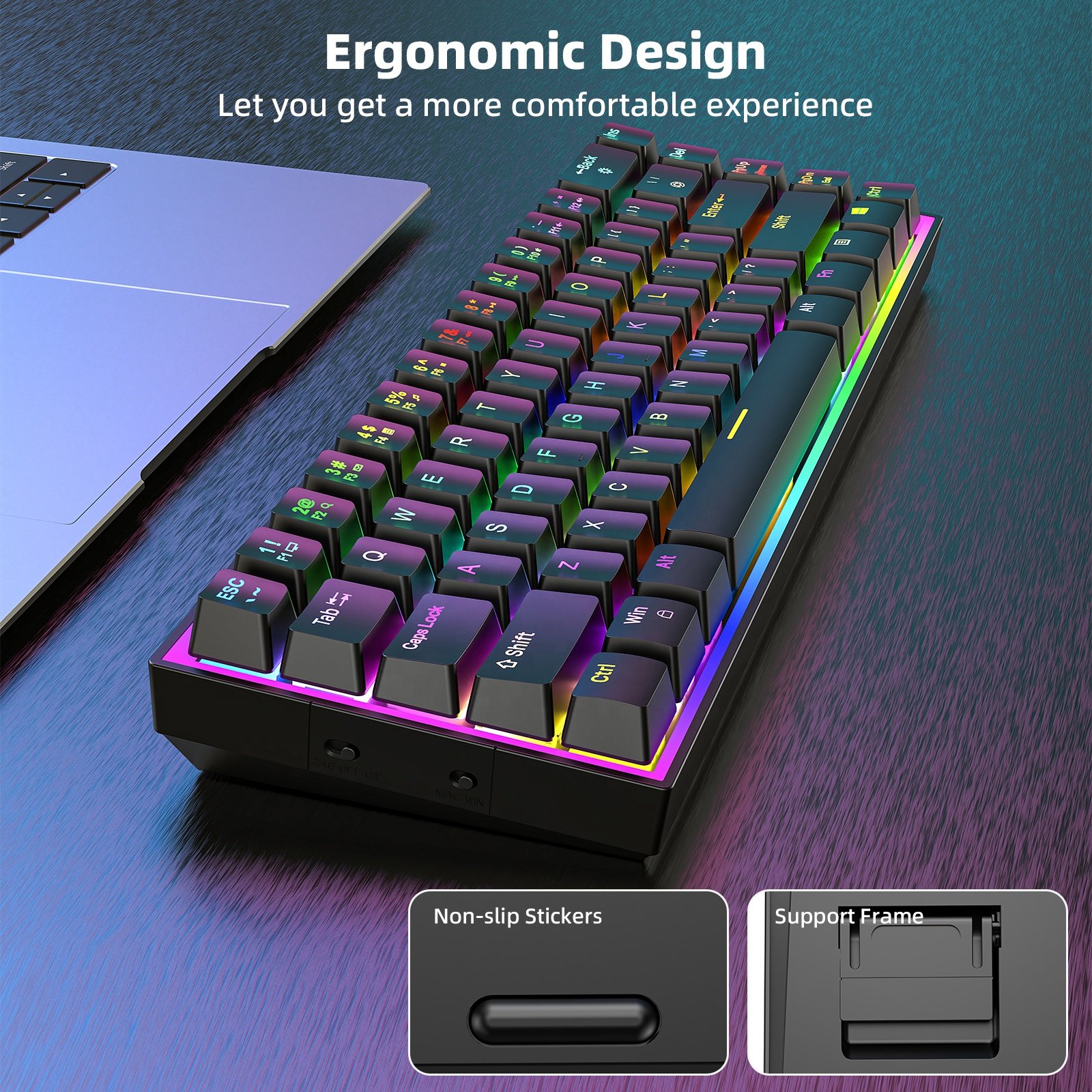 Custom AZERTY 68 Keys Hot Swappable Gaming Keyboard Durable Detachable Type-C Gamer Games Red Switch Mechanical Keyboard