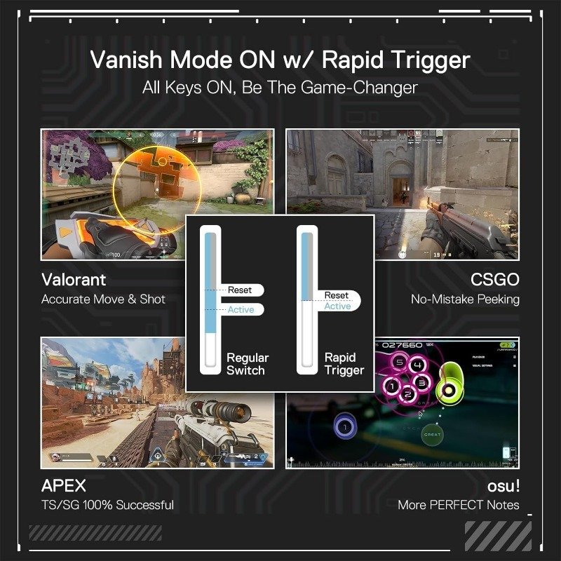 TMICE Rapid Trigger Mechanical Keyboard Magnetic Switch PBT Keycap Wired 65% Size RGB TKL Compact Anti-Ghost Gaming Keyboard
