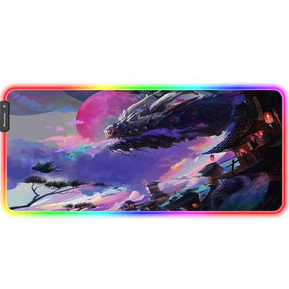 Rubber Base RGB Desk Mat Hot Selling Customized Wave Design Custom PC Mouse Pad Switching Led Light Mouse pad Rgb Keyboard Cover