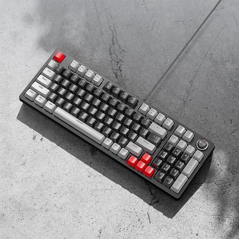 T50 Mechanical USB wired keyboard 97 keys Green axis light with knob Office gaming computer color keyboard Mechanical keyboard