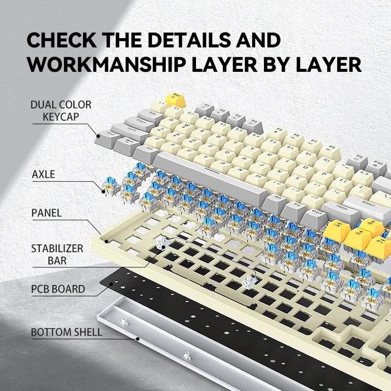 T50 Mechanical USB wired keyboard 97 keys Green axis light with knob Office gaming computer color keyboard Mechanical keyboard