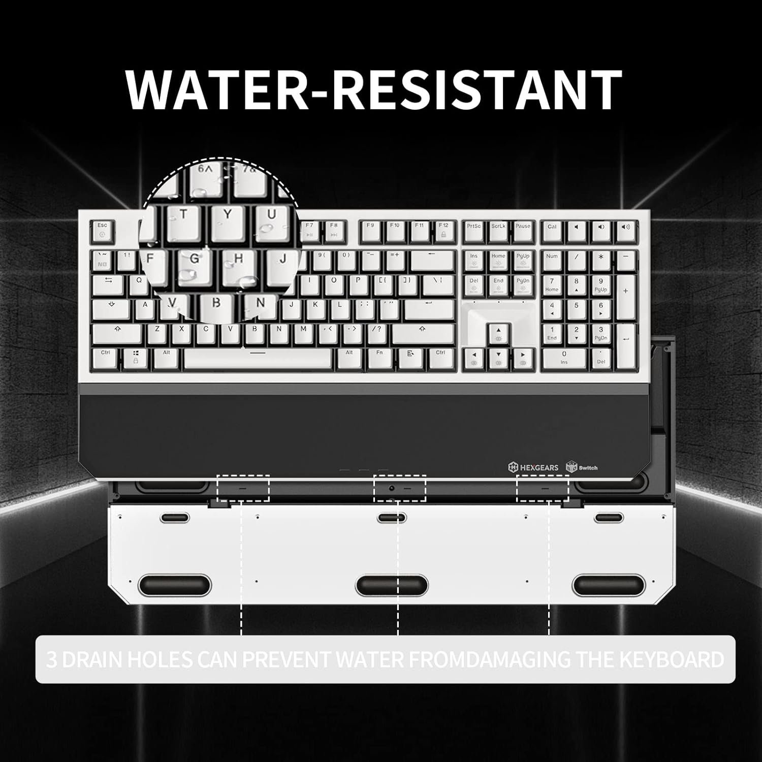 Hexgears X5pro White 108 Keys Full Size BT5.0 2.4G USB Hot Swappable Kailh Switch Wireless Mechanical Keyboard