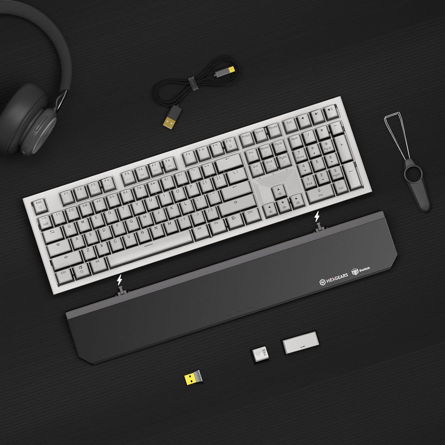 Hexgears X5pro White 108 Keys Full Size BT5.0 2.4G USB Hot Swappable Kailh Switch Wireless Mechanical Keyboard