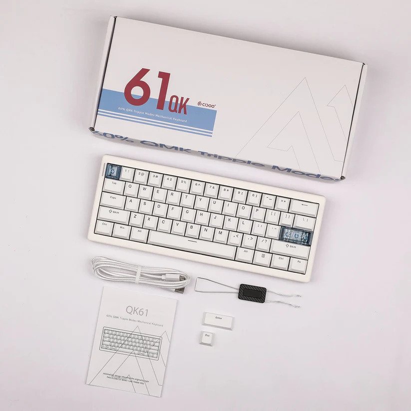 CIDOO QK61 VIA Mechanical Keyboard 60% Gasket triple mode quake matte switch
