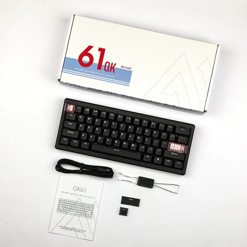 CIDOO QK61 VIA Mechanical Keyboard 60% Gasket triple mode quake matte switch