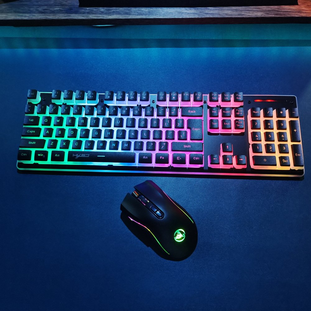 2025 New arrival HXSJ L96 104 keys 2.4G wireless pc keyboard mechanical feeling gaming keyboard and mouse combos for laptop game