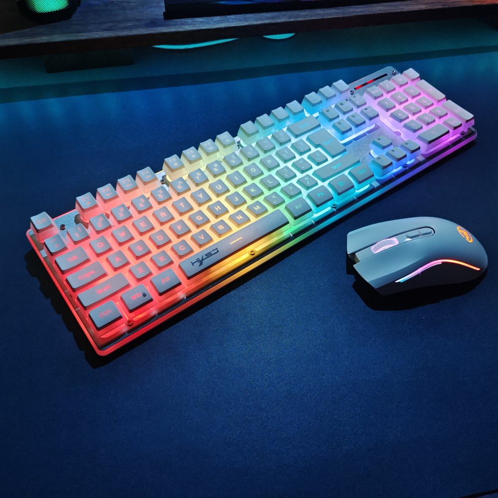 2025 New arrival HXSJ L96 104 keys 2.4G wireless pc keyboard mechanical feeling gaming keyboard and mouse combos for laptop game