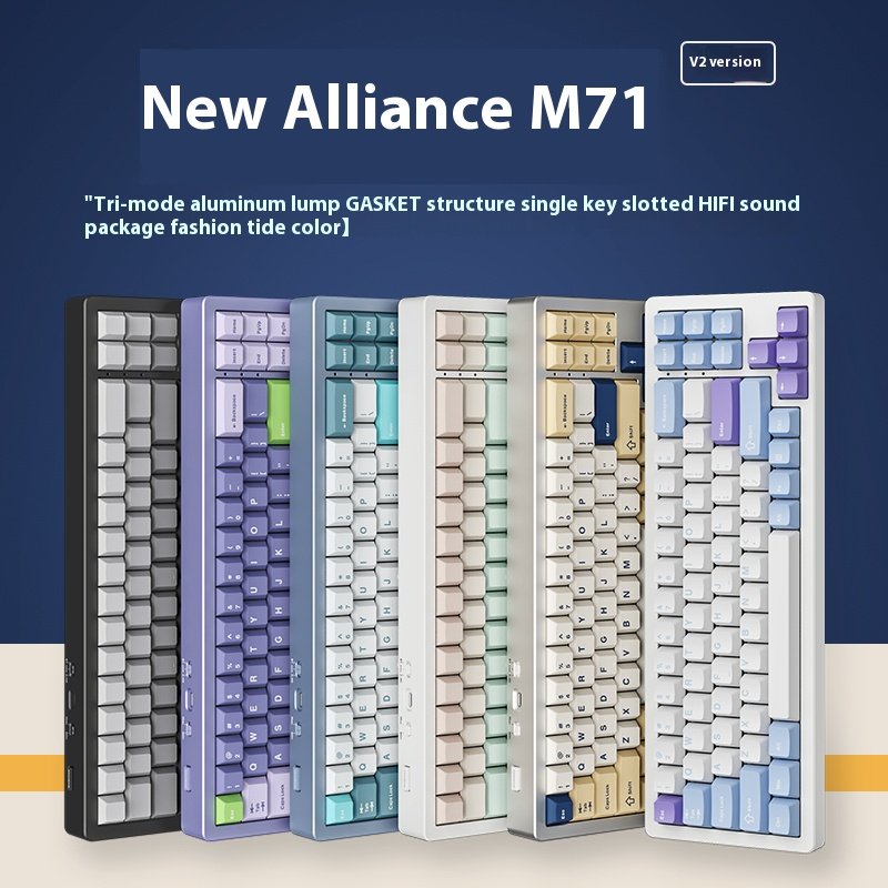 XINMENG M71 V2 Mechanical Keyboard 3-mode 2.4G BT71-key RGB Full Key Hot Swap Gasket Customize Game Office Keyboard Gifts