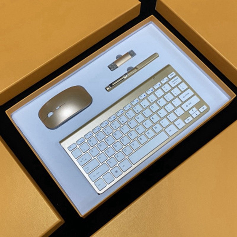 full set computer slim wireless keyboard and mouse 4 in 1 set metal gift black gaming business office mini mouse keyboard set