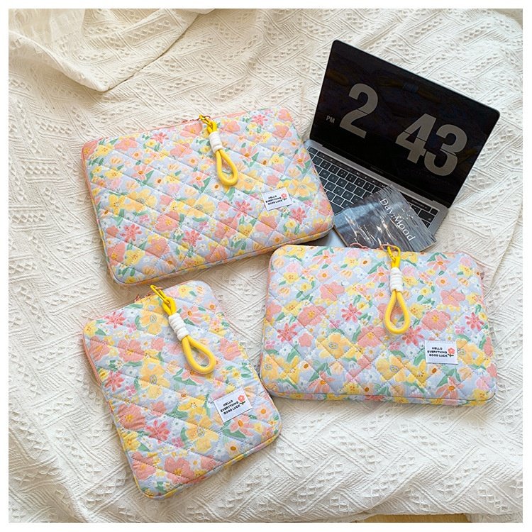 Blossom Flower Laptop Pouch With Pocket Tablet Sleeves for iPad 11 13 15 inches Samsung Tab Air Macbook Keyboard