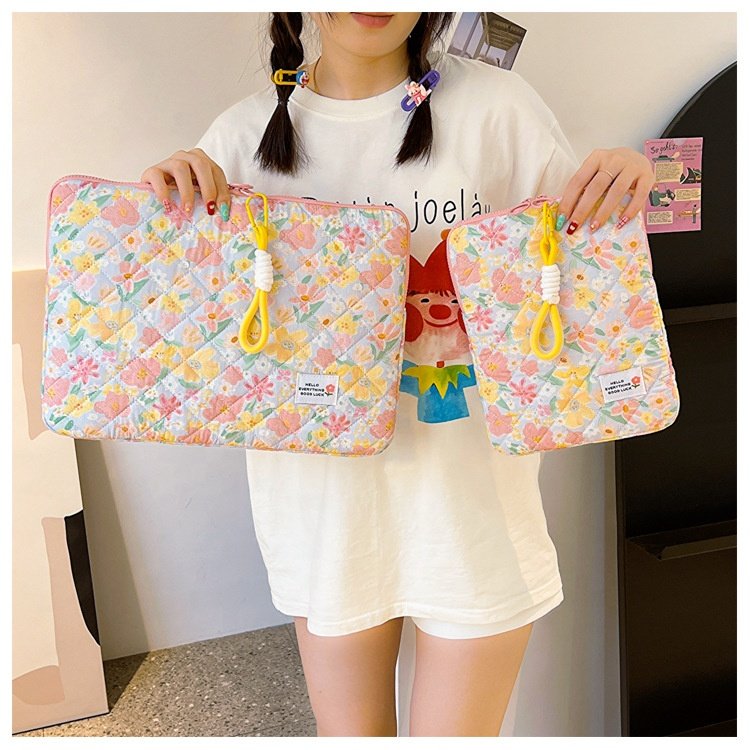 Blossom Flower Laptop Pouch With Pocket Tablet Sleeves for iPad 11 13 15 inches Samsung Tab Air Macbook Keyboard