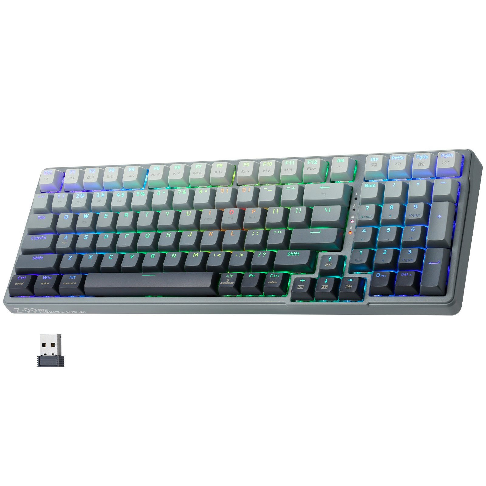 Wireless Mechanical BT5.0/2.4GHz/USB-C Hot Swappable Pre-lubed Click Switches Gasket Structure RGB Backlit Gaming Keyboard