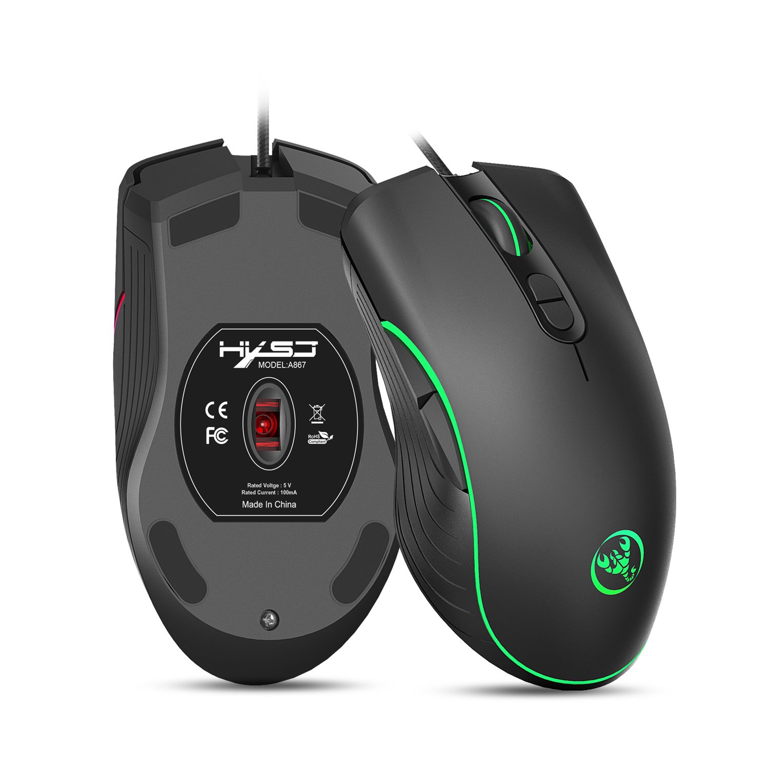 Wholesale HXSJ 61 keys mechanical feel keyboard and mouse combos wired USB mouse RGB backlit gaming set for computer game