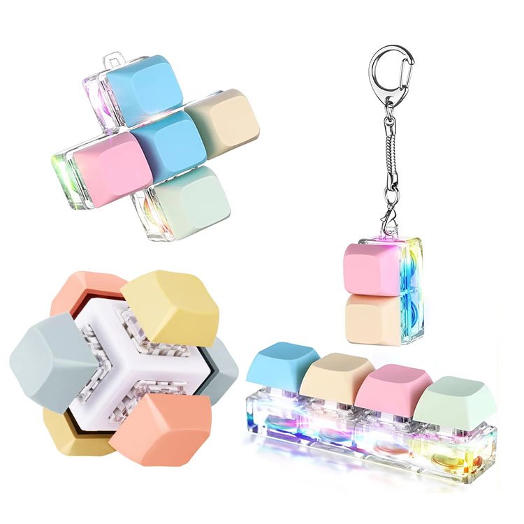 Manufacturer Personalized Wholesale Decompression Gift Colorful Metal Acrylic Luminous Button 3d Custom Keychain