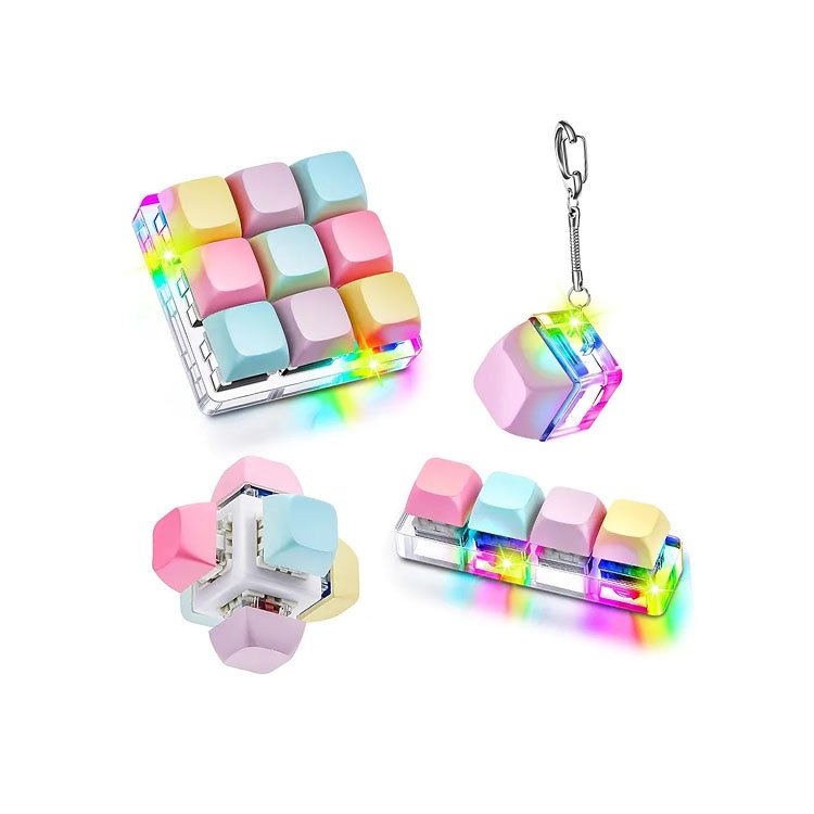 Manufacturer Personalized Wholesale Decompression Gift Colorful Metal Acrylic Luminous Button 3d Custom Keychain