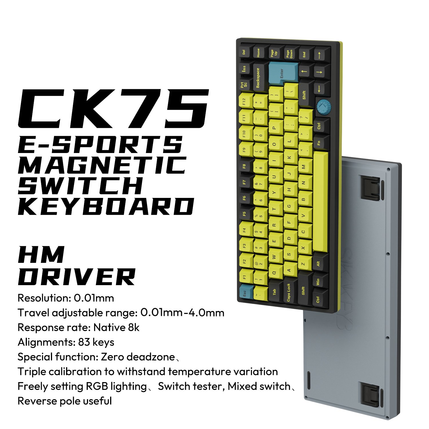GATERON Magnetic Jade Switch Sikakeyb Castle Ck75 83Keys 75% Hall Sensor Magnetic Keyboard