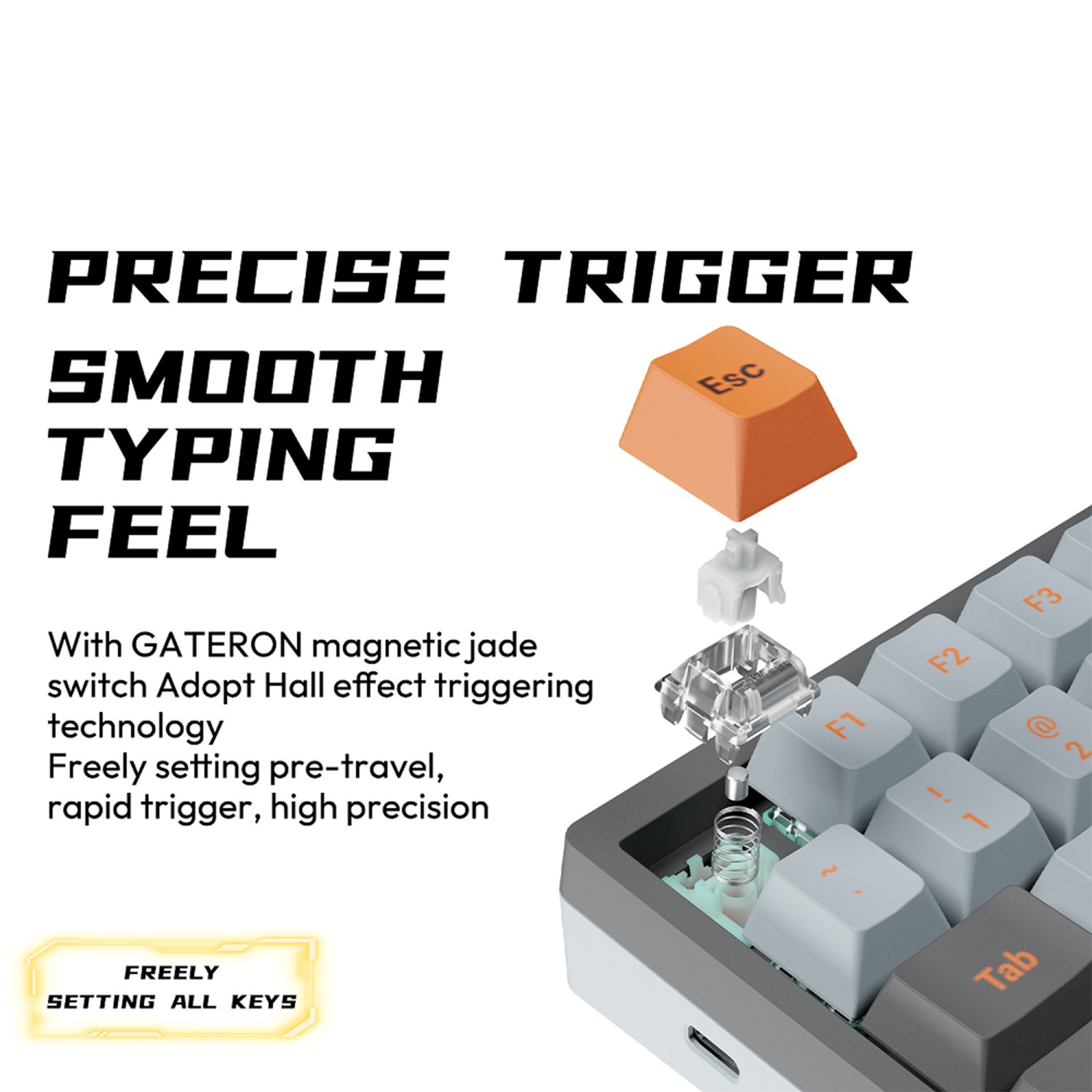GATERON Magnetic Jade Switch Sikakeyb Castle Ck75 83Keys 75% Hall Sensor Magnetic Keyboard