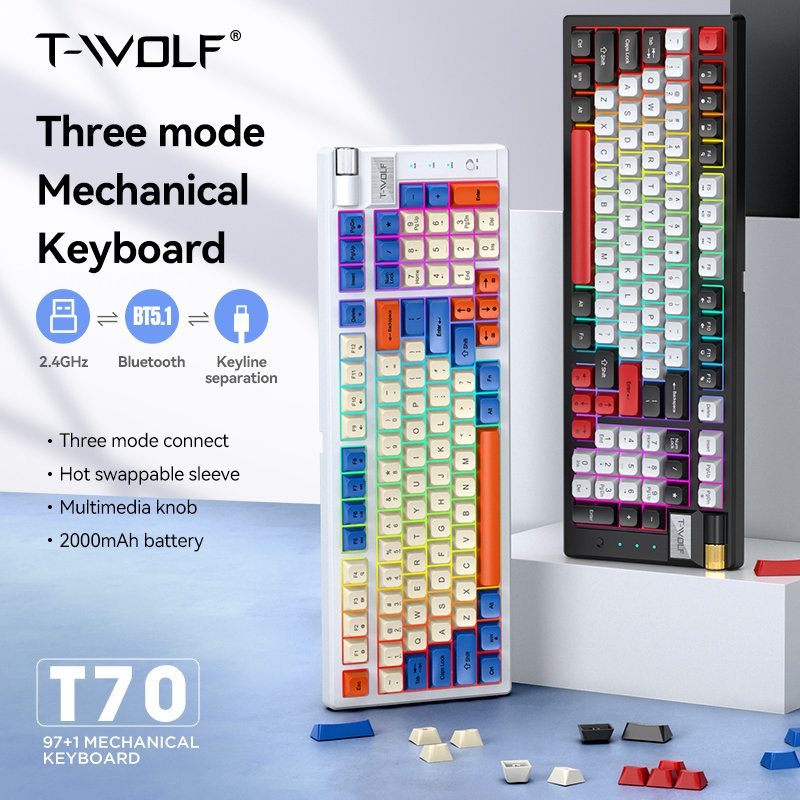 Customized 97 Keys Hot Swappable Mechanical Keyboard BT 2.4G RGB Backlit Gasket Keyboard 3 Mode Wired Teclado For Computer