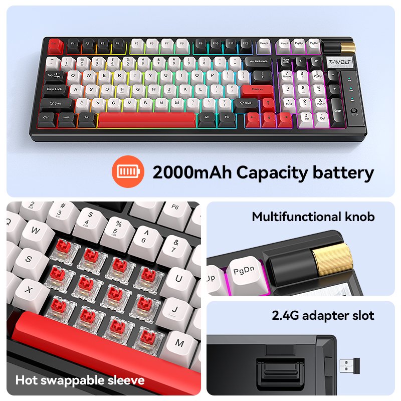 Customized 97 Keys Hot Swappable Mechanical Keyboard BT 2.4G RGB Backlit Gasket Keyboard 3 Mode Wired Teclado For Computer