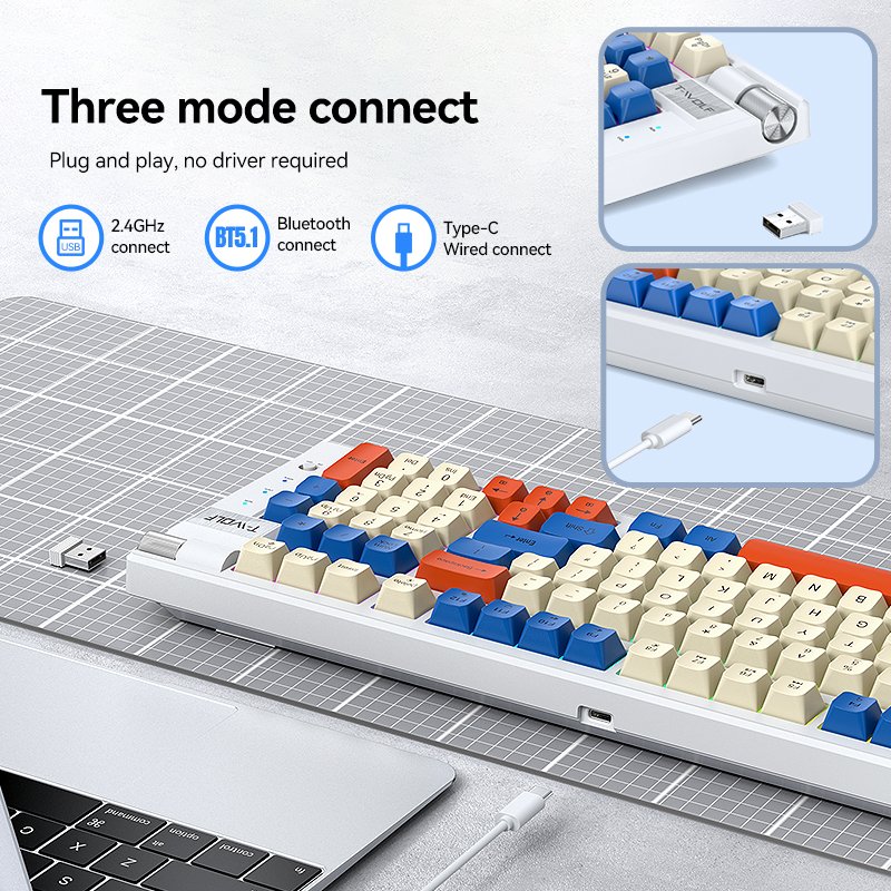 Customized 97 Keys Hot Swappable Mechanical Keyboard BT 2.4G RGB Backlit Gasket Keyboard 3 Mode Wired Teclado For Computer