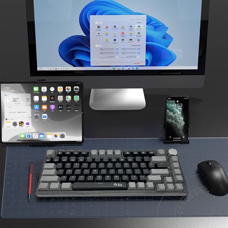 Mechanical Keyboard Wired/2.4G Wireless/Bluetooth RGB PBT 75% Layout OEM Profile Gasket Customized PC Gaming Keyboard