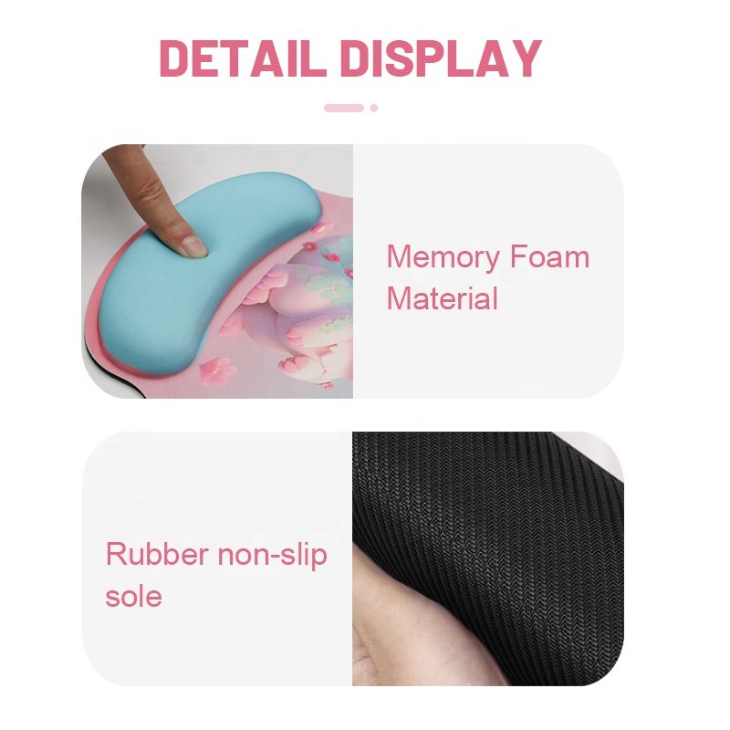 Ergonomic PC Gamer Wrist Rest Play Mat Computer Accessories Memory Foam Mouse Mat Gaming Mouse Pad Rubber Base for Office Home