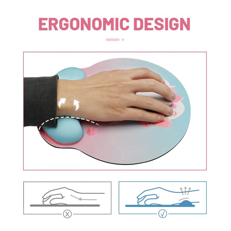 Ergonomic PC Gamer Wrist Rest Play Mat Computer Accessories Memory Foam Mouse Mat Gaming Mouse Pad Rubber Base for Office Home