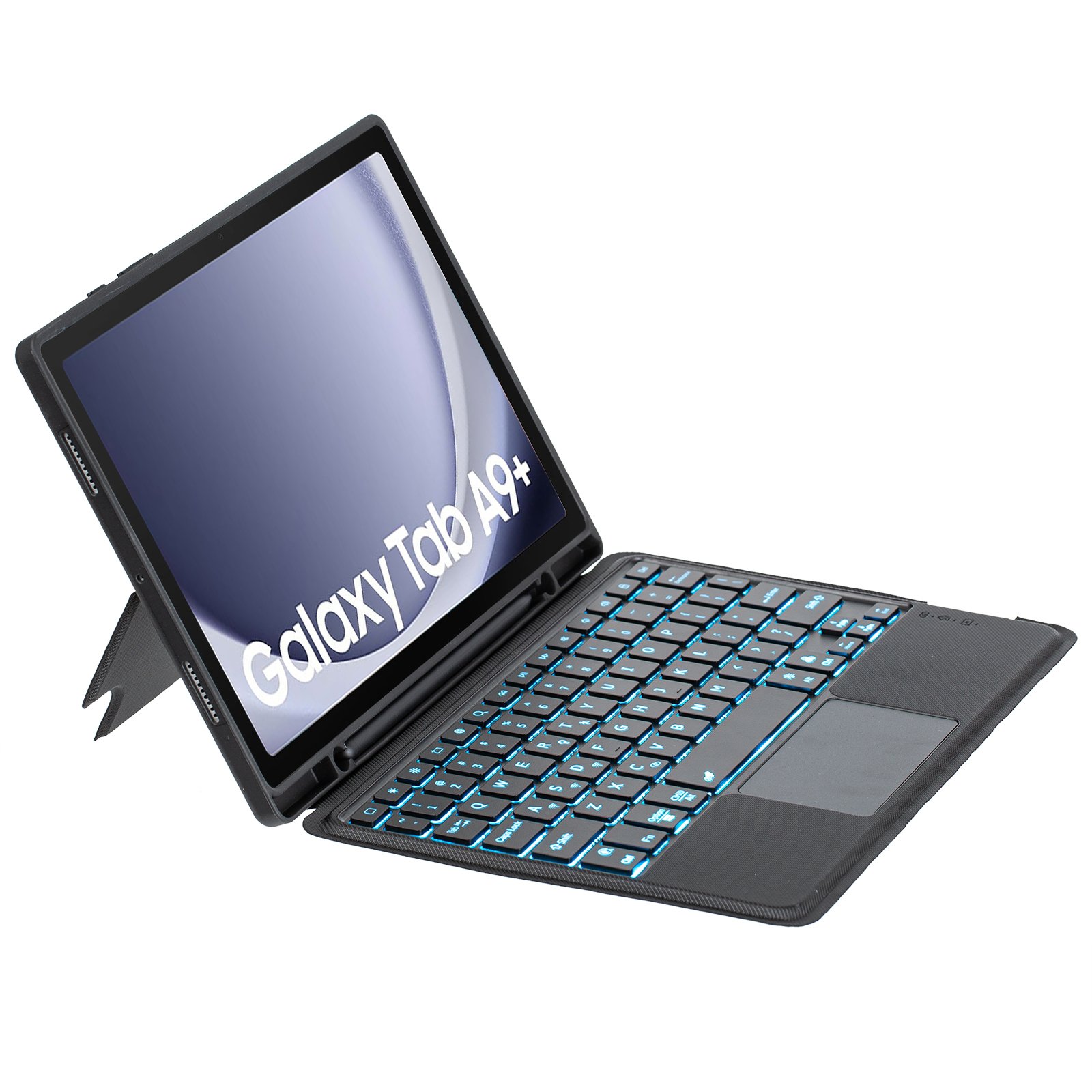 Factory Price Wholesale Detachable Bluetooth Keyboard Cover for 11'' Samsung Tab A9+ 78 Keys USB-C Port with 7 RGB Backlit Black