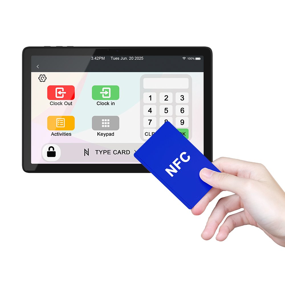 NFC Attendance Punch Card Machine Security Access Kiosk Smart Android Tablet Solution for School Office Building