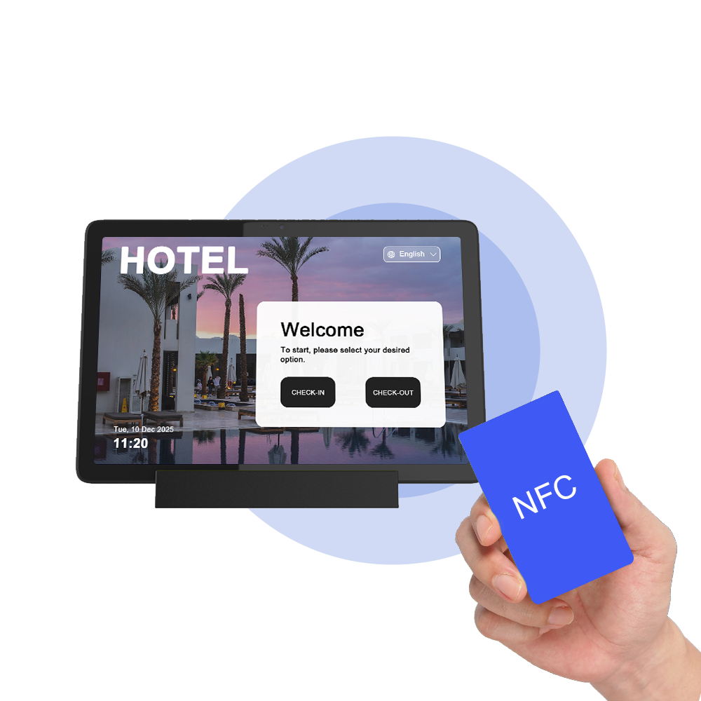 NFC Attendance Punch Card Machine Security Access Kiosk Smart Android Tablet Solution for School Office Building