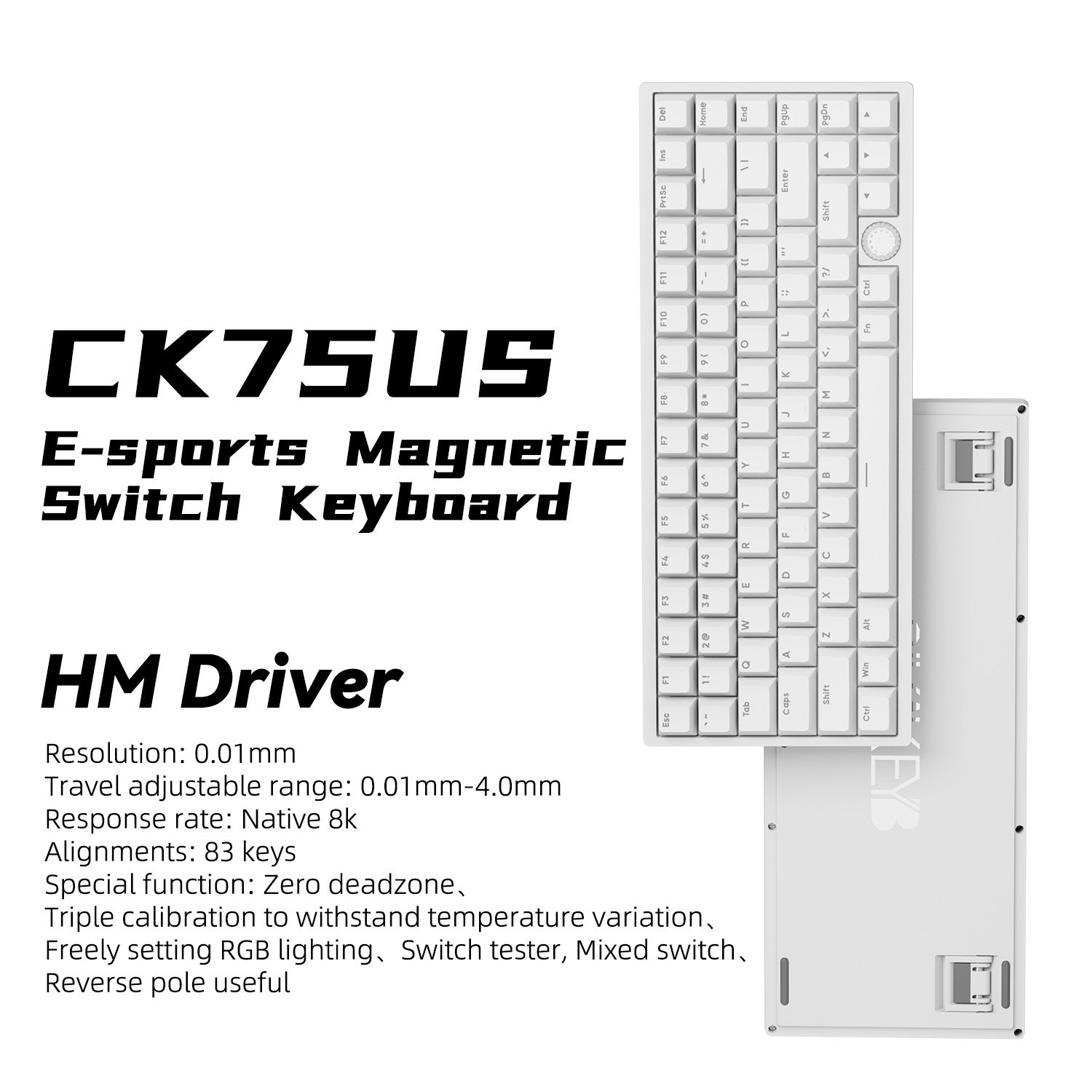 GATERON Magnetic Jade Switch Sikakeyb Castle Ck75US 83Keys 75% Hall Sensor Magnetic Keyboard