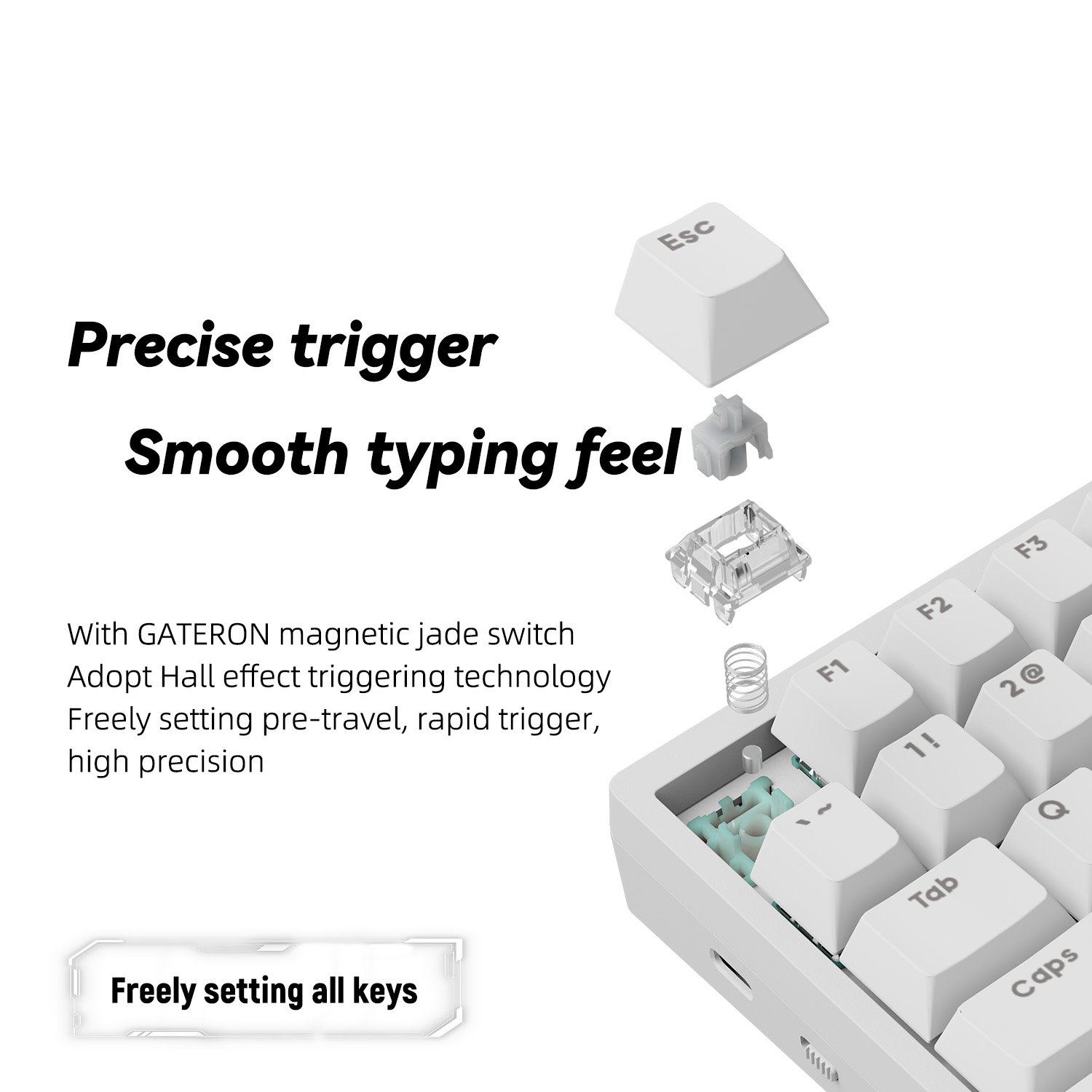 GATERON Magnetic Jade Switch Sikakeyb Castle Ck75US 83Keys 75% Hall Sensor Magnetic Keyboard