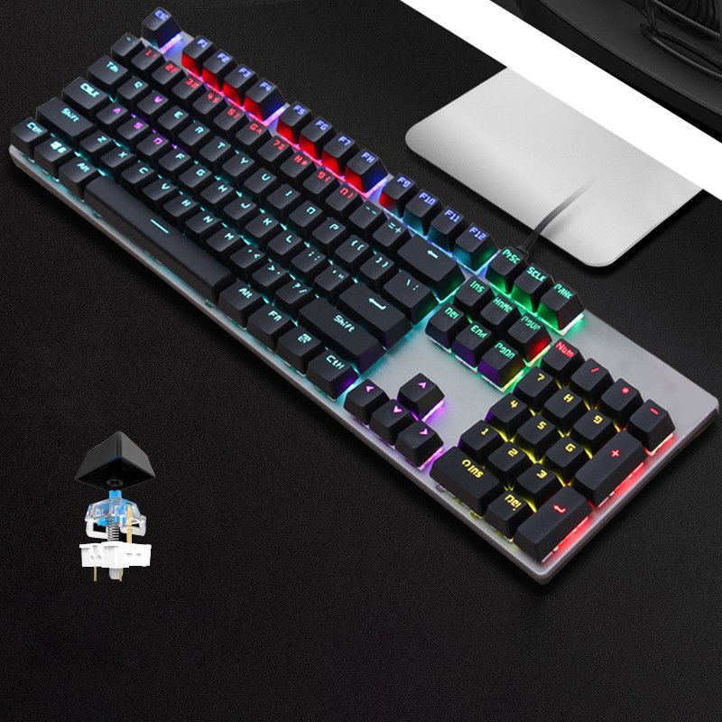 Hot Sale Wired 104 Keys Ergonomic Mechanical Keyboard Suspended Keycap Keyboard Portable Gaming Keyboard