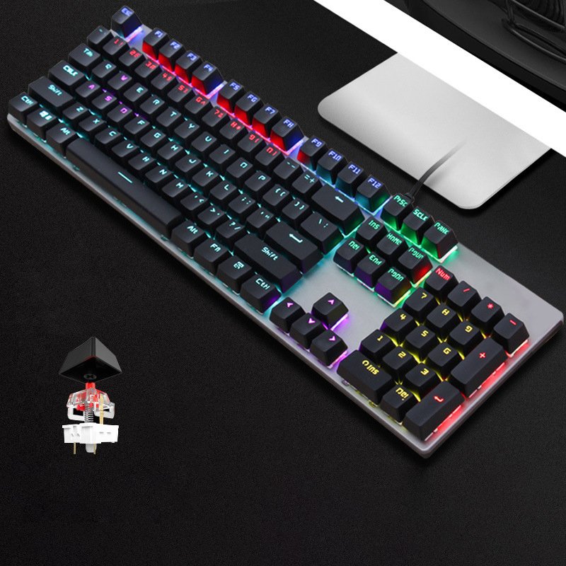 Hot Sale Wired 104 Keys Ergonomic Mechanical Keyboard Suspended Keycap Keyboard Portable Gaming Keyboard